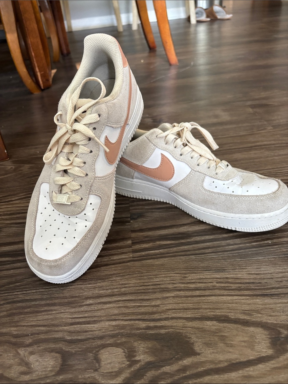 Nike Women's Low-Top Sneakers in Cream with Tan Swoosh